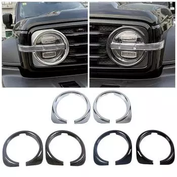 Для GWM Tank 300 2024 2024 Chrome Black Carbon Head Light Lamp Eyelet Frame Cover Trim Headlight Eyebrow External Accessories