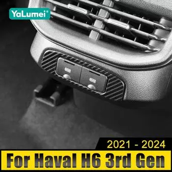 Для Haval H6 3-го поколения GT 2021 2022 2023 2024 HEV PHEV нержавеющая стальная задняя крышка прикуривателя накладка USB рамка наклейка чёрный