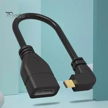 Для HDTV 20 см 90 градусов под прямым углом Micro HDMI, совместимый между мужчинами и женщинами, удлинитель, кабель-адаптер чёрный