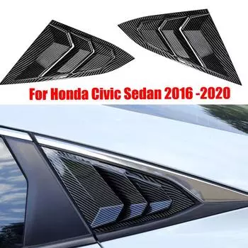 Для Honda Civic 10-го поколения 2016-седан, жалюзи на заднее боковое окно, вентиляционное отверстие, совок, шторы, накладка, жалюзи, карбоновые автомобильные аксессуары матовый черный