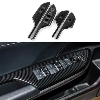 Для Honda Civic 10-го поколения, аксессуары, панель переключателя управления подъемом окна автомобиля, ABS, интерьер из углеродного волокна чёрный