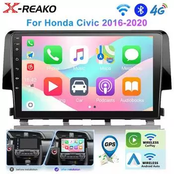 Для Honda Civic 10th 2016-2020 Android Car Radio Stereo Multimedia Video Player 4G 8Core GPS Wireless Carplay Head Unit 8 core 4GB+64GB