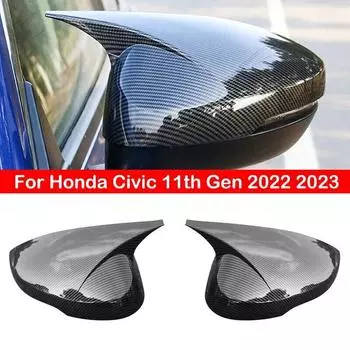 Для Honda Civic 11-го поколения, боковое зеркало заднего вида, крышка крыла, наклейка, внешняя дверь, чехол заднего вида, отделка из углеродного волокна Gloss Black