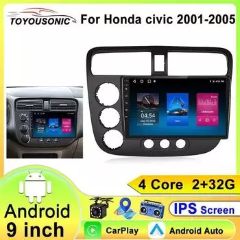 Для Honda Civic 2000-2006 LHD 2 din Android Car Radio Multimedia Video Player GPS Navigation Carplay Head unit 4-core 2GB+32GB