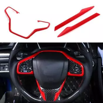 Для Honda Civic 2016-2019 ABS Красный Декор Салона Рамка Рулевого Колеса Накладка