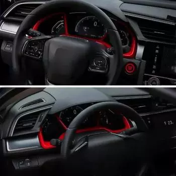 Для Honda Civic 2016-2024 Карбоновый стиль спидометра панель рамка крышка отделка салона автомобиля наклейка на приборную панель красный