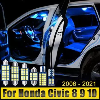 Для Honda Civic 8 9 10 2006 2007 2008 2009 2010 2011 2012 2013 2014 2015 2016 2017 2018 2019 2020 2024 Автомобильные светодиодные лампы для чтения Civic 2006-2011 11PC белый