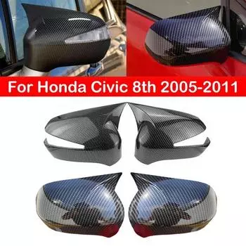 Для Honda Civic 8th 2005-2011 автомобиля, боковое зеркало заднего вида, наклейка на крыло, наклейка на дверь, чехол заднего вида, отделка из углеродного волокна, черный цвет With Light Black