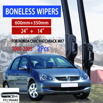 Для Honda Civic Hatchback MK7 2000-2005 автомобильный стеклоочиститель U-образный мягкий резиновый бескаркасный без кронштейна автомобильные дворники 24 +14