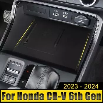 Для Honda CR-V CRV 6-го поколения 2024 2024 2025 гибридный автомобиль салон центральное управление беспроводная зарядка силиконовый чехол коврик наклейка накладка чёрный