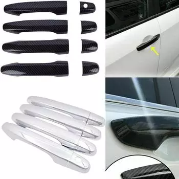 Для Honda CR-V CRV Civic 2012 2013 2014 2015 2016 чехлы на дверные ручки автомобиля хром/модификация из углеродного волокна автозащелка серебряный