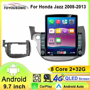 для HONDA FIT JAZZ 2007-2014 2Din 4G Android 13 WiFi DSP CarPlay стерео радио мультимедиа видеоплеер навигация GPS 8 core 2GB+32GB