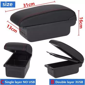 Для Honda Jazz Armrest box Для Honda Fit Jazz 2 Car Armrest 2008-2013 2009 2010 2011 2012 Arm Storage box car accessories