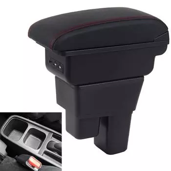 Для Honda Jazz Для Honda Fit Jazz 2 Автомобильный подлокотник 2008-2013 Аксессуары для хранения деталей интерьера Подстаканник USB-интерфейс чёрный