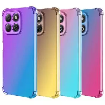 Для Honor 200 Smart 200pro Honor200 Lite X7C 4G Чехол Радужный градиент Противоударные чехлы для телефонов Силиконовый мягкий TPU Airbag Полупрозрачный противоударный чехол For Honor 200 Smart синий/фиолетовый