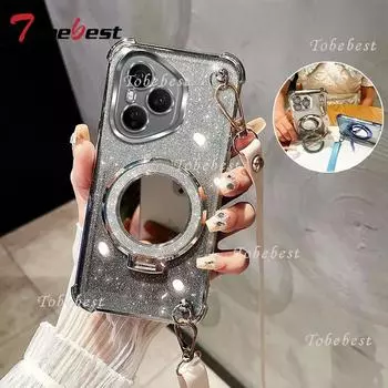 Для Huawei Honor 400 Lite Pro Чехол Кроссбоди Ремешок Гальваническое Покрытие Зеркало Держатель Крышка Honor 400