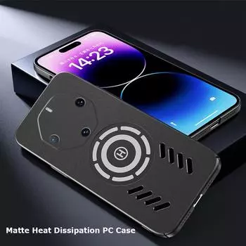 Для Huawei Mate 60 50 50E 40 40E 30 Pro Plus RS Ultimate Ice Магнитный Теплоотвод Матовый Чехол для ПК с защитой от отпечатков пальцев Воздухопроницаемый Охлаждающий Чехол Mate 30/30E чёрный
