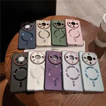 Для Huawei Mate 60 Pro Plus рифленое покрытие металлическая краска магнитный противоотпечатковый ПК противоударный противоскользящий чехол-накладка Mate 60 чёрный