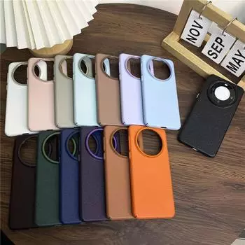 Для Huawei Mate 60 Pro Plus RS Ultimate прочный металлический чехол с большой дыркой в оправе объектива Litchi Grain PC, защитный чехол от отпечатков пальцев, задняя крышка-оболочка Mate 60 оранжевый