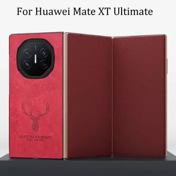 Для Huawei Mate XT Ultimate мультяшный кожаный чехол для телефона с головой оленя-оленя для HUAWEI Mate X5 X3 X2 мягкий силиконовый бампер противоударный чехол для Mate XT x5 x3 For Mate XT Ultimate красный