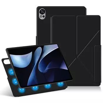 Для Huawei MatePad Air (2024) Кожаный чехол-подставка оригами с магнитной крышкой для планшета, автоматическое пробуждение/засыпание Black