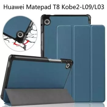 Для Huawei MatePad T8 Kobe2-L09 Kobe2-L03 8,0 планшет ультратонкий кожаный магнитный чехол-подставка для Huawei T8 чехол темно-зеленого