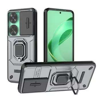 Для Huawei nova 12 11 SE Pro Ultra Battle Bear Slide Push Window TPU + PC противоударный металлический чехол с магнитной адсорбцией для автомобиля с подставкой и задним чехлом nova 11 SE чёрный