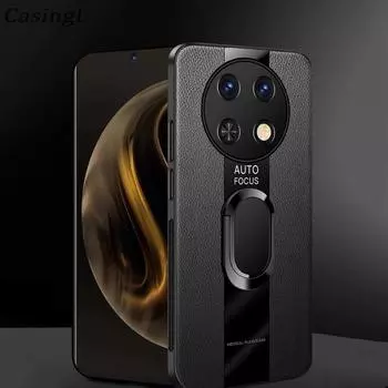 Для Huawei Nova 12i Чехол Автомобильное Магнитное Кольцо Деловой Одноцветный Кожаный Матовый Чехол Для Huawei Nova 12 SE 12s Противоударный Корпус Huawei Nova 12i чёрный