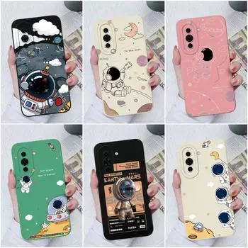 Для Huawei Nova 8 8i 6 7 9 10 11 Pro P30 P40 Lite 4G 5G чехол милый астронавт жидкий мягкий силиконовый противоударный чехол защита камеры для бампера Huawei Huawei Nova 4E