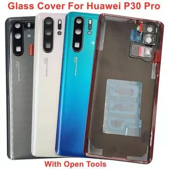 Для Huawei P30 Pro OEM A + новая крышка батарейного отсека, жесткая задняя крышка, задняя панель корпуса + объектив рамки камеры + клейкий логотип жемчужина белый