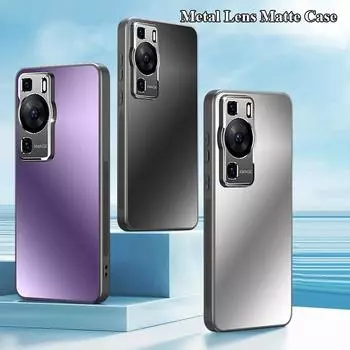 Для Huawei Pura 70 P70 P60 P50 P50E P40 Ultra Pro металлическая защита объектива с прямым краем задней панели ПК матовая матовая защита от отпечатков пальцев чехол в виде ракушки P40 серебряный