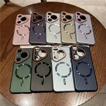 Для Huawei Pura 70 Pro Plus Ultra рифленое покрытие металлическая краска магнитный анти-отпечатки пальцев ПК ударопрочный противоскользящий задняя крышка чехол оболочка Pura 70 чёрный