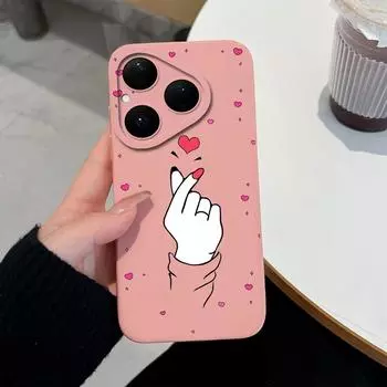 Для Huawei Pura 80 Pro Nova 4E 5T 6 7 8 9 SE Y61 Y70 Y72 Y90 Чехлы для телефонов Цветной узор с сердечками Жидкий силикон Противоскользящий чехол Для Huawei Casing Huawei Pura 80