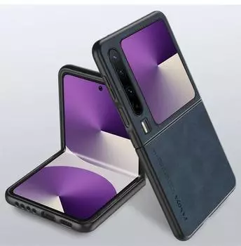 Для Huawei Pura X Роскошный кожаный складной чехол для телефона из овечьей кожи для Huawei Pura X VDE-AL00 Защитный противоударный силиконовый бампер For Huawei Pura X синий