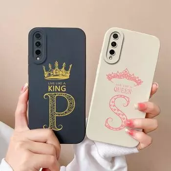 Для Huawei Y5P Y6P Y6S Y7P Y7A P Smart 2021 Z Чехол Задняя крышка Роскошные буквы Короны Матовая жидкость Мягкий силиконовый противоударный защитный чехол для бампера Huawei Huawei P Smart 2021
