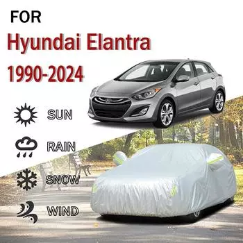Для Hyundai Elantra 1990-2024 наружная защита полная 190T автомобильные чехлы снегозащитный козырек пылезащитный наружные автомобильные аксессуары 4.8x1.9x1.5M серый