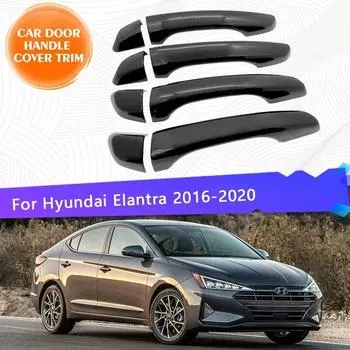 Для Hyundai Elantra Avante AD 2016 2017 2018 хромированная накладка на дверную ручку автомобиля, черная 4 шт., хромированные аксессуары для стайлинга Silver Set