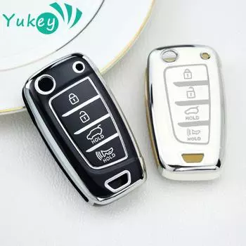 Для Hyundai Elantra Solaris Tucson I30 I35 I40 KONA Genesis Santa Fe Azera TPU чехол для автомобильного выкидного ключа чехол-держатель Shell чёрный