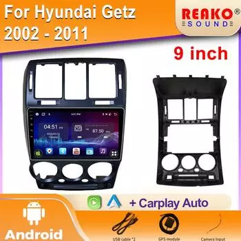 Для Hyundai Getz 2002 - 2011 с левым рулем, автомобильное радио, мультимедиа, видео, навигация, 4G GPS, Android, беспроводной экран CarPlay BT 4 core 1GB+32GB carplay