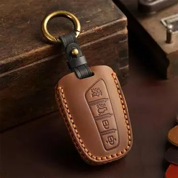 Для Hyundai Grandeur HG Sedan Genesis G80 Santa Fe 3DM Grand SantaFe 2018 IX45 EQUUS Azera кожаный чехол для дистанционного ключа чёрный