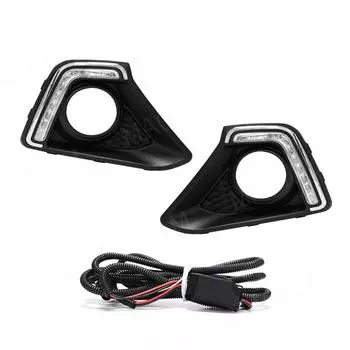 Для Hyundai I10 GRAND 2014 2015 2016 DRL дневные ходовые огни светодиодные противотуманные фары рамка белые водонепроницаемые аксессуары бампер