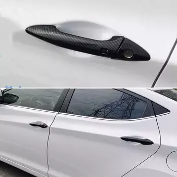 Для Hyundai i30 2012 2013 2014 2015 2016 хромированное углеродное волокно автомобильная дверная ручка крышка накладка набор наклеек Стайлинг silver no buttons