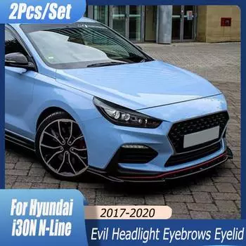 Для Hyundai i30 MK3 N N-Line RS 2 шт. ABS глянцевая Evil фара для бровей и век 2017 2018 фара с 3D отделкой Gloss Black