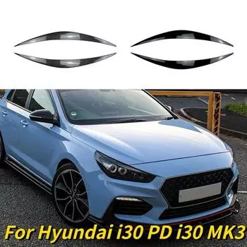 Для Hyundai i30 PD i30 MK3 1.4GDI 1.4TGDI 2017-2 шт. ABS глянцевая злая фара для бровей, век, фар, 3D наклейки на отделку Gloss Black