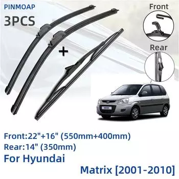 Для Hyundai Matrix 2001-2010 передние и задние щетки стеклоочистителя аксессуары для резки J Hook 2002 2003 2004 2005 2006 2007 2008 2009