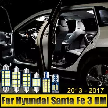 Для Hyundai Santa Fe 3 DM 2013 2014 2015 2016 2017 7 шт. светодиодные автомобильные купольные лампы для чтения, лампы для зеркала, лампы для багажника, аксессуары