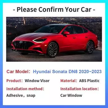 Для Hyundai Sonata DN8 2020 2024 2024 2024 Козырек для окон Солнцезащитный Дождевик Вентиляционный Дымовой Боковой Тент Для Автомобиля Навес Внешние Аксессуары прозрачный