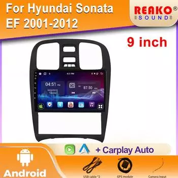 Для Hyundai Sonata EF 2001-2012 Автомобильный Android Радио Стерео Мультимедиа Навигация Экран GPS Беспроводной Carplay DSP 5G WIFI 2 Din 4 core 1GB+32GB carplay