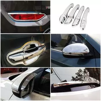 Для Hyundai Tucson 2015-2020 хромированное боковое зеркало, козырек от дождя, дверная ручка, крышка противотуманной фары, отделка стеклоочистителя, защитная наклейка из ABS