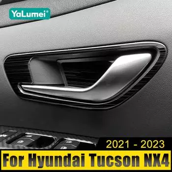 Для Hyundai Tucson NX4 2021 2022 2023 Hybrid N Line Car Внутренняя дверная ручка Чаша Отделка Рамка Крышка Аксессуары Из Нержавеющей Стали